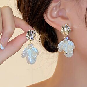 🍏50% OFF/3+...White Flower Petals Dangle Earrings